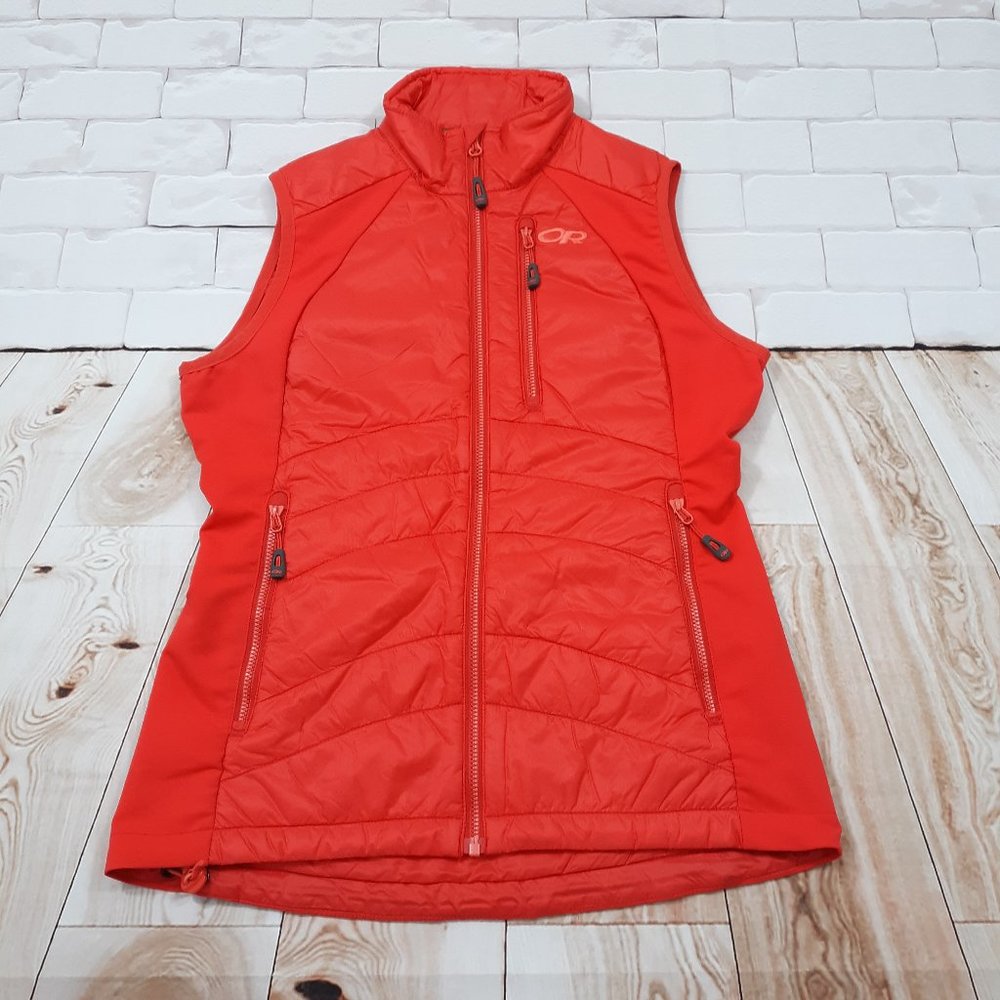 Outdoor Research Vest Womens Size XS Full Zip Orange Nylon Poly Hiking Travel